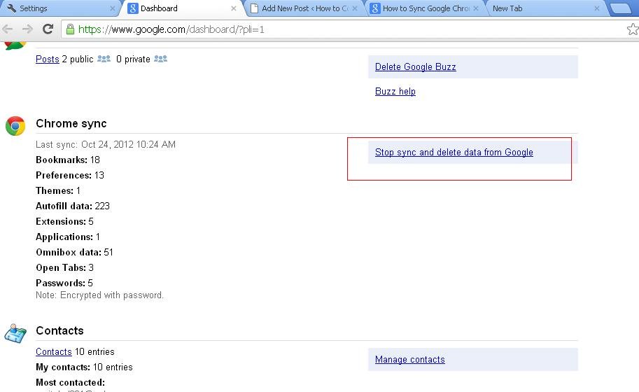 How to Stop or Delete Google Chrome sync data step by step