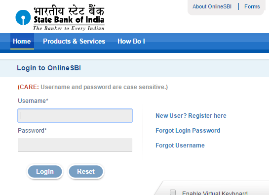 sbt online net banking login page