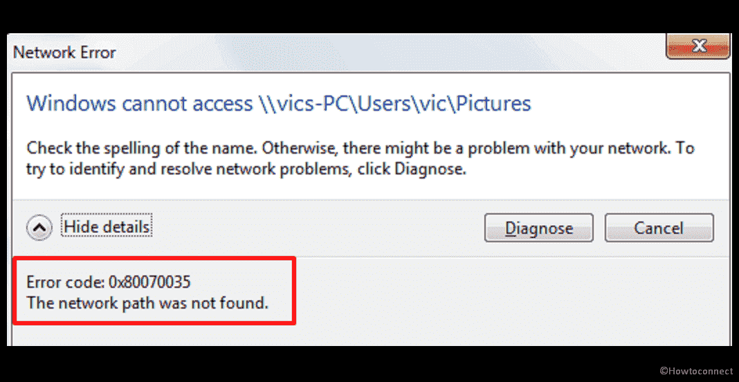 0x80070035 the network path not found in Windows 10 or 11