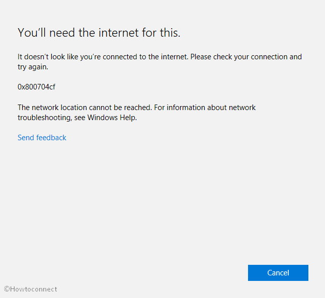 0x800704cf Windows 10
