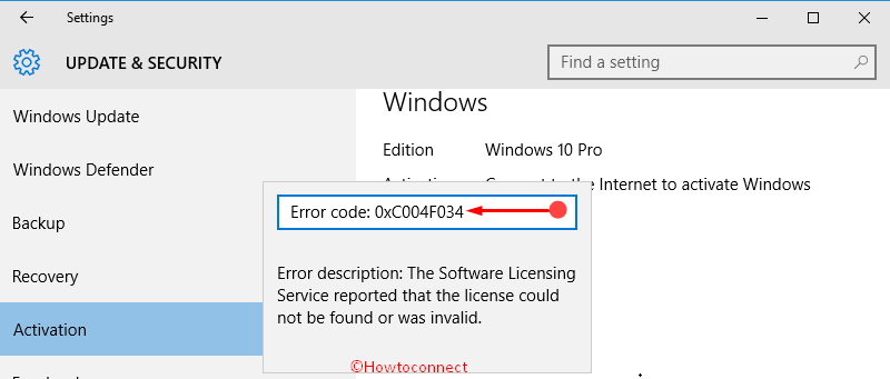 0xc004f034 Windows 10 Activation Error Picture 1