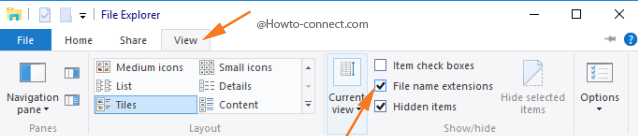 File name extensions checkbox