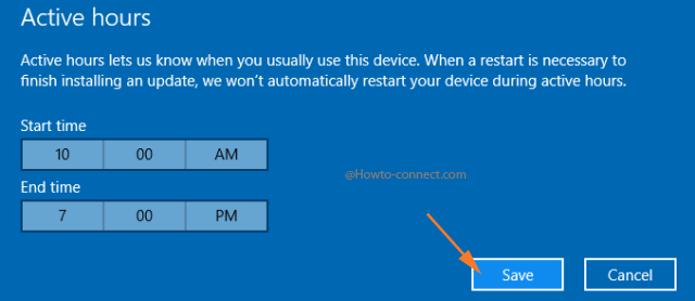 Save new Active Hours
