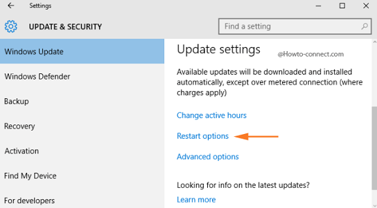 Restart options Windows 10