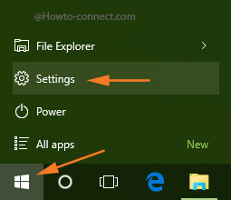 Windows 10 Start menu Settings symbol