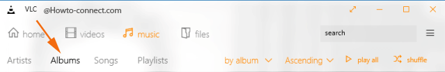 Albums sub-tab VLC app Windows 10