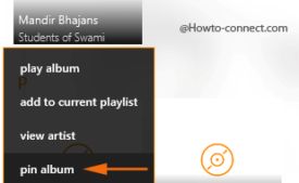 Pin album option VLC app Windows 10