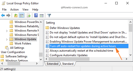 Turn off auto restart during active hours gpedit