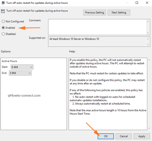 Enable Active Hours gpedit