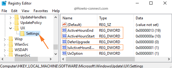 Active hours DWORDs regedit
