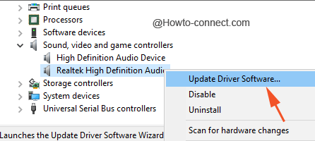 Update Sound Driver device manager