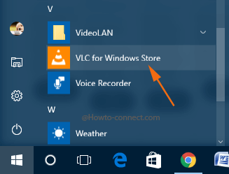 VLC for Windows Store Windows 10 Start Menu