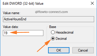 ActiveHoursEnd Decimal Value data