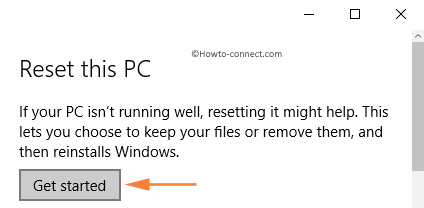 Reset This PC Get started button