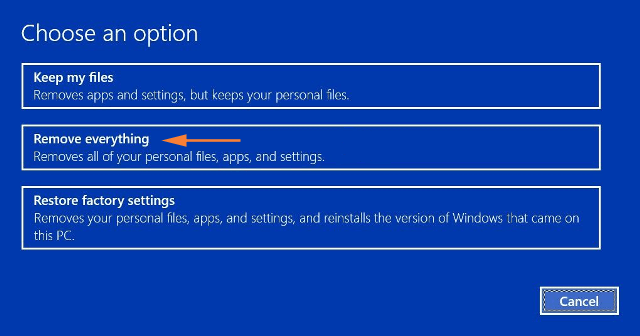 Remove everything Reset this PC