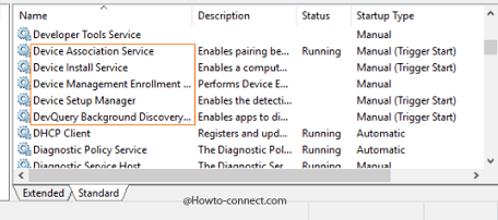 Services console Windows 10