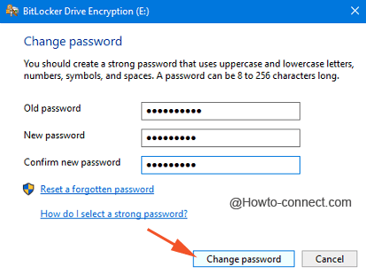 change password pop up