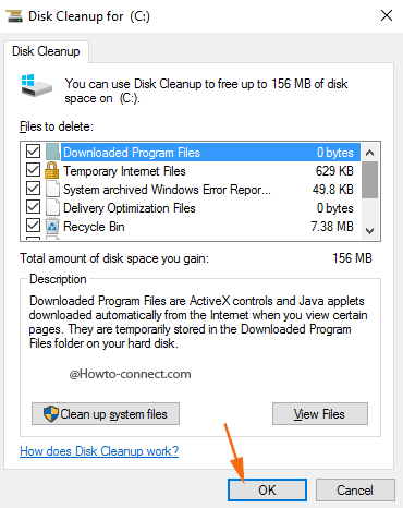 Delete files disk cleanup