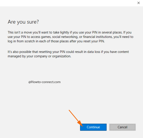 Forgot PIN Continue button