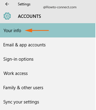 Your info segment Accounts settings
