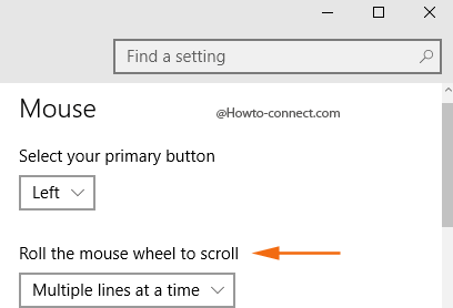 Roll the mouse wheel to scroll under Mouse heading
