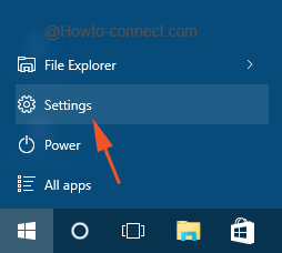 Start menu Settings icon Windows 10