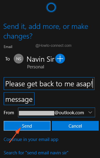 Email from Cortana