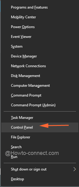 Control Panel from Power user menu