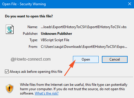Open file security warning