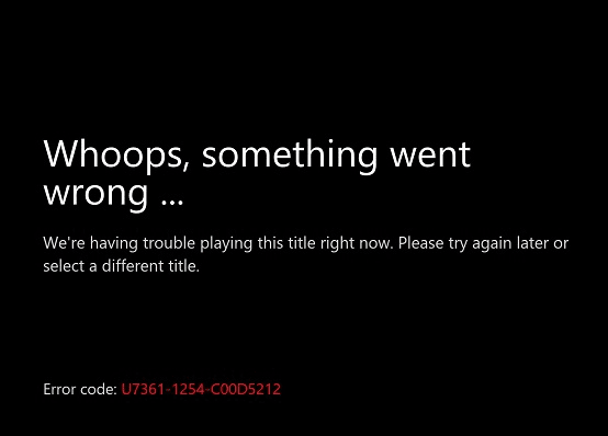 1254 C00D5212 Netflix Error Code