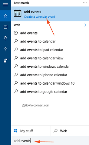 Cortana add events