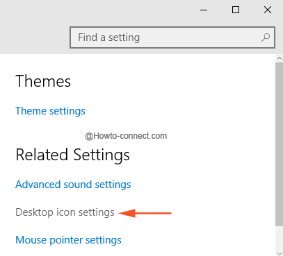 Desktop icon settings link