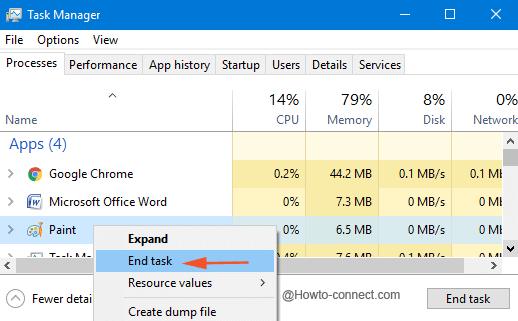 End task context menu Task Manager