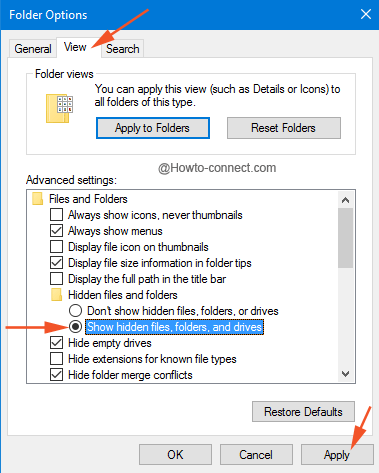 Show hidden files folders and drives Folder Options