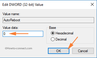 AutoReboot Value data 0 Disable automatic reboot