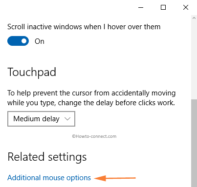 Additional mouse options link