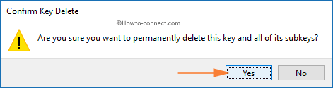 Confirm Key Delete Yes button delete registry key