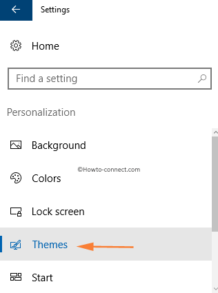 Personalization settings Themes