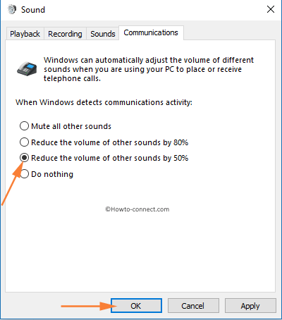 Communications activity options Communication tab