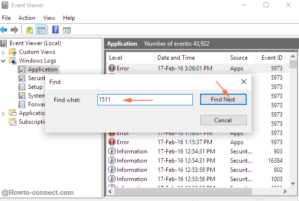 1511 search pop up event viewer