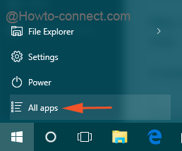 All Apps button in the Start Menu