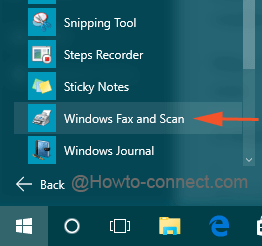Windows Fax and Scan in Start Menu