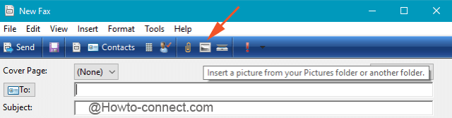 Button to insert a picture to the fax