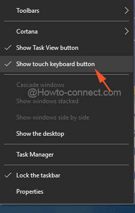 Show touch keyboard button