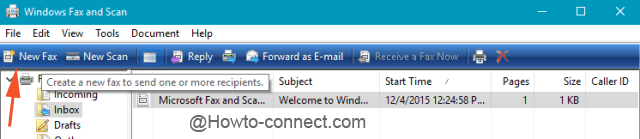 New Fax button to open the fax window