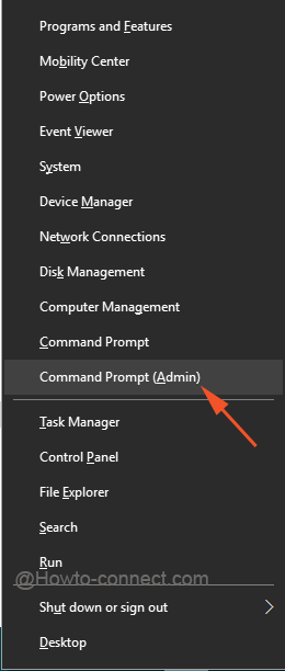 Command Prompt admin from the Power user menu