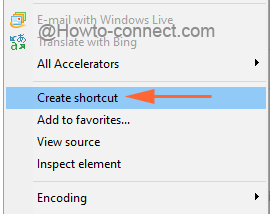 Create shortcut option at_right click on Internet Explorer