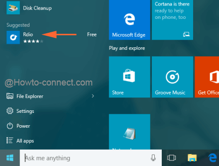 Suggested apps in Start Menu