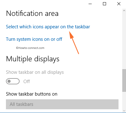 Select which icons appear on the taskbar link
