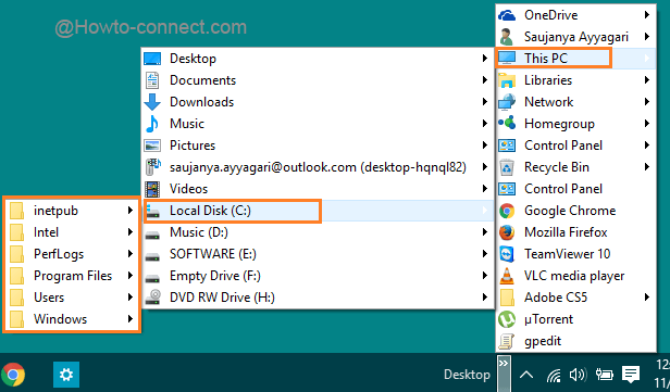 Access Any Item From Taskbar in Windows 10